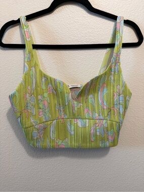Zara Green Patterned Crop Bralette Top